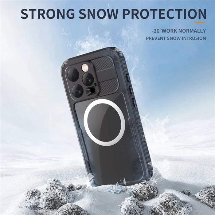 SHELLBOX For iPhone 16 Pro IP68 Waterproof Case Compatible with MagSafe Clear Phone Cover - Black - 7