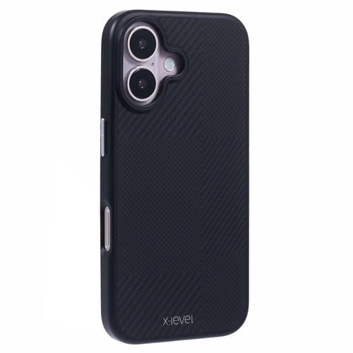 X-LEVEL For iPhone 16 Case Anti-Scratch PC Hard Phone Cover Carbon Nano-Fiber Texture - Black - 1