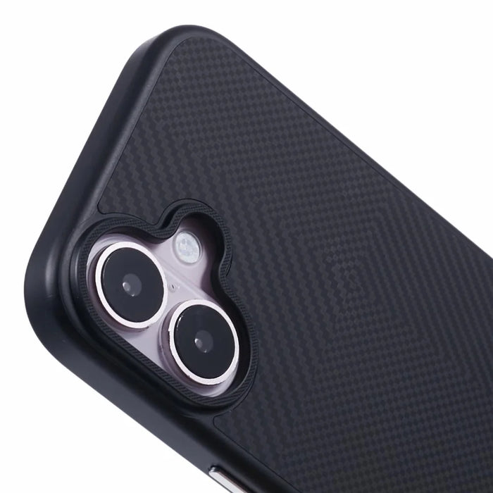 X-LEVEL For iPhone 16 Case Anti-Scratch PC Hard Phone Cover Carbon Nano-Fiber Texture - Black - 6
