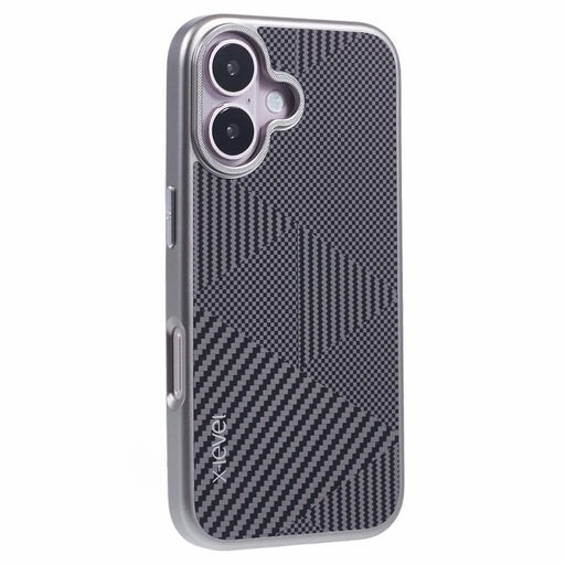 X-LEVEL For iPhone 16 Case Rhombus Splicing Hard PC Shockproof  Phone Cover - Titanium Grey - 1