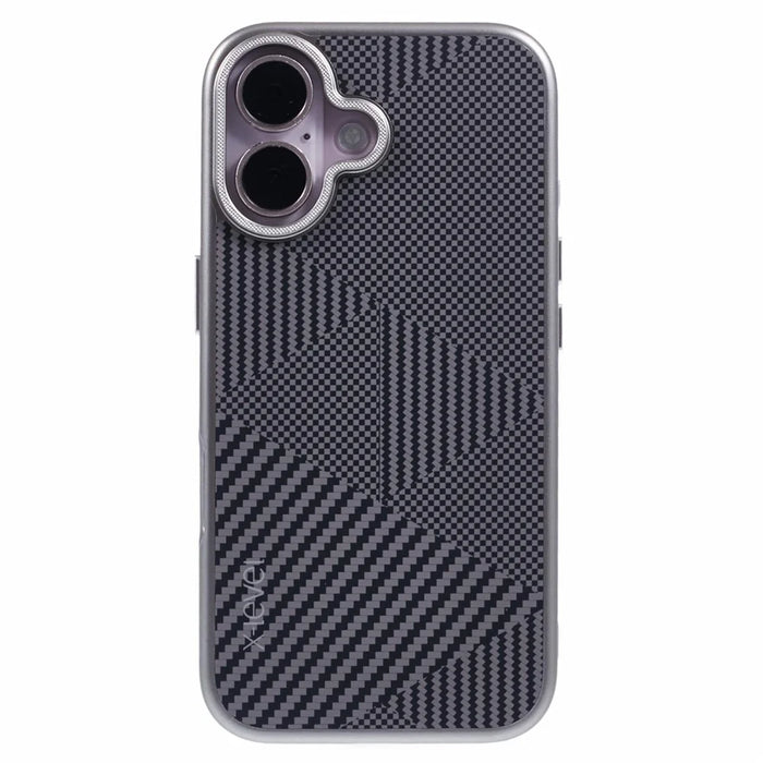 X-LEVEL For iPhone 16 Case Rhombus Splicing Hard PC Shockproof  Phone Cover - Titanium Grey - 3
