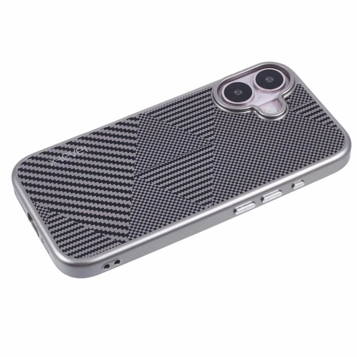 X-LEVEL For iPhone 16 Case Rhombus Splicing Hard PC Shockproof  Phone Cover - Titanium Grey - 5