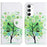 For Samsung Galaxy A16 5G / A16 4G Case Cross Texture Leather Phone Cover Pattern Printing - Green Tree - 1