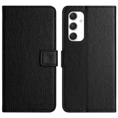 For Samsung Galaxy A16 5G / A16 4G Case PU Leather Wallet Phone Cover Litchi Texture, Black - 1