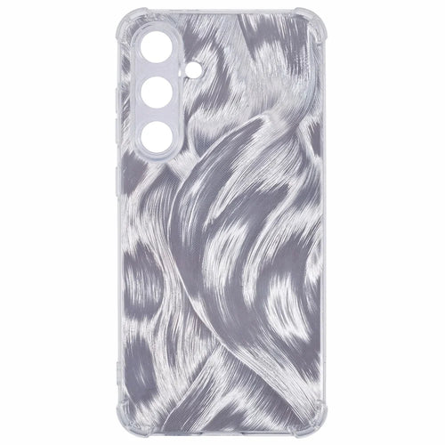 For Samsung Galaxy S24 Case Reinforced Corners TPU Aesthetic Cover with Bling Paper - Aurora Feather - 1