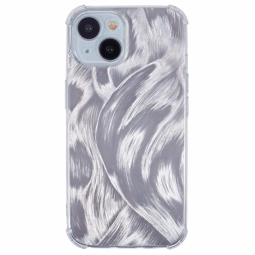 For iPhone 14 Case Clear TPU Shockproof Phone Cover with Cute Paper - Aurora Feather - 1