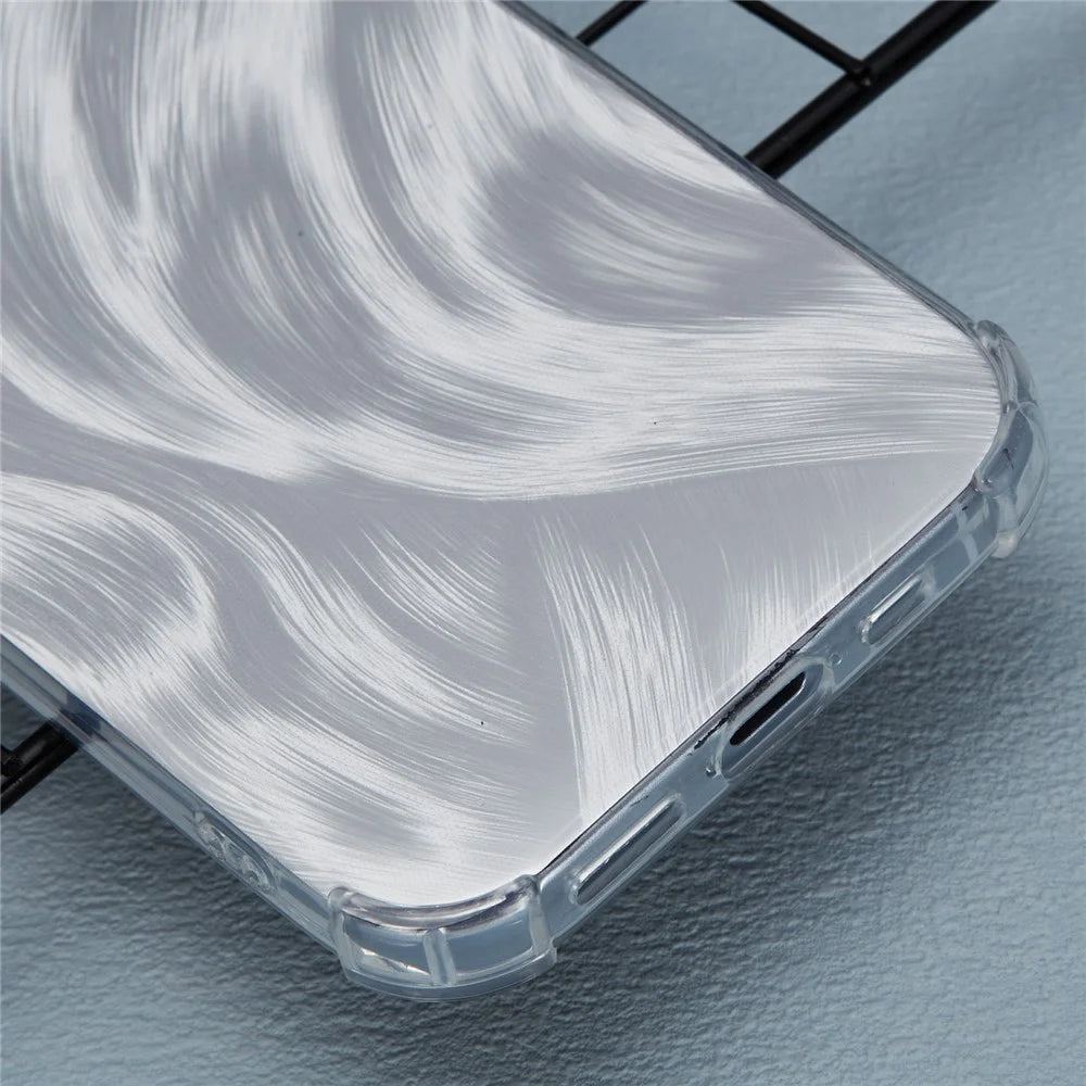 For iPhone 14 Case Clear TPU Shockproof Phone Cover with Cute Paper - Aurora Feather - 7