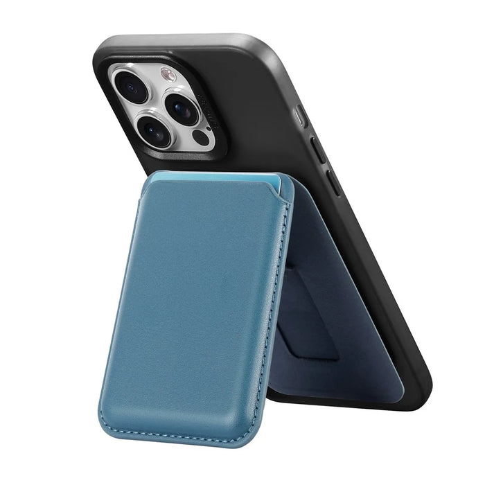 KB-63 Adhesive Phone Card Bag Wallet Kickstand Leather Phone Card Holder - Blue - 3