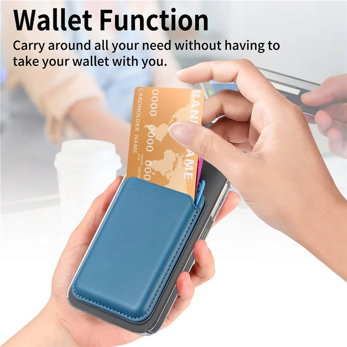KB-63 Adhesive Phone Card Bag Wallet Kickstand Leather Phone Card Holder - Blue - 5
