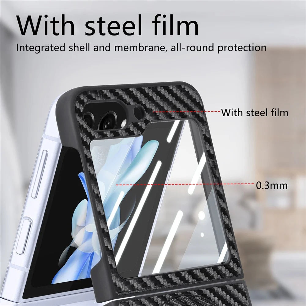 For Samsung Galaxy Z Flip5 5G Magnetic Case Leather+PC Cover with Rear Screen Film - Black - 7