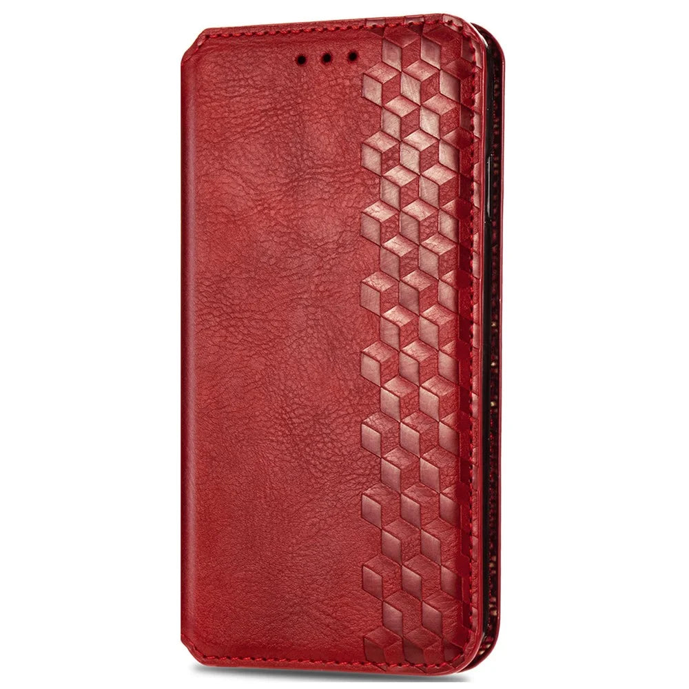 For Nothing CMF Phone 1 PU Leather Case Rhombus Imprint Wallet Stand Phone Cover - Red - 7