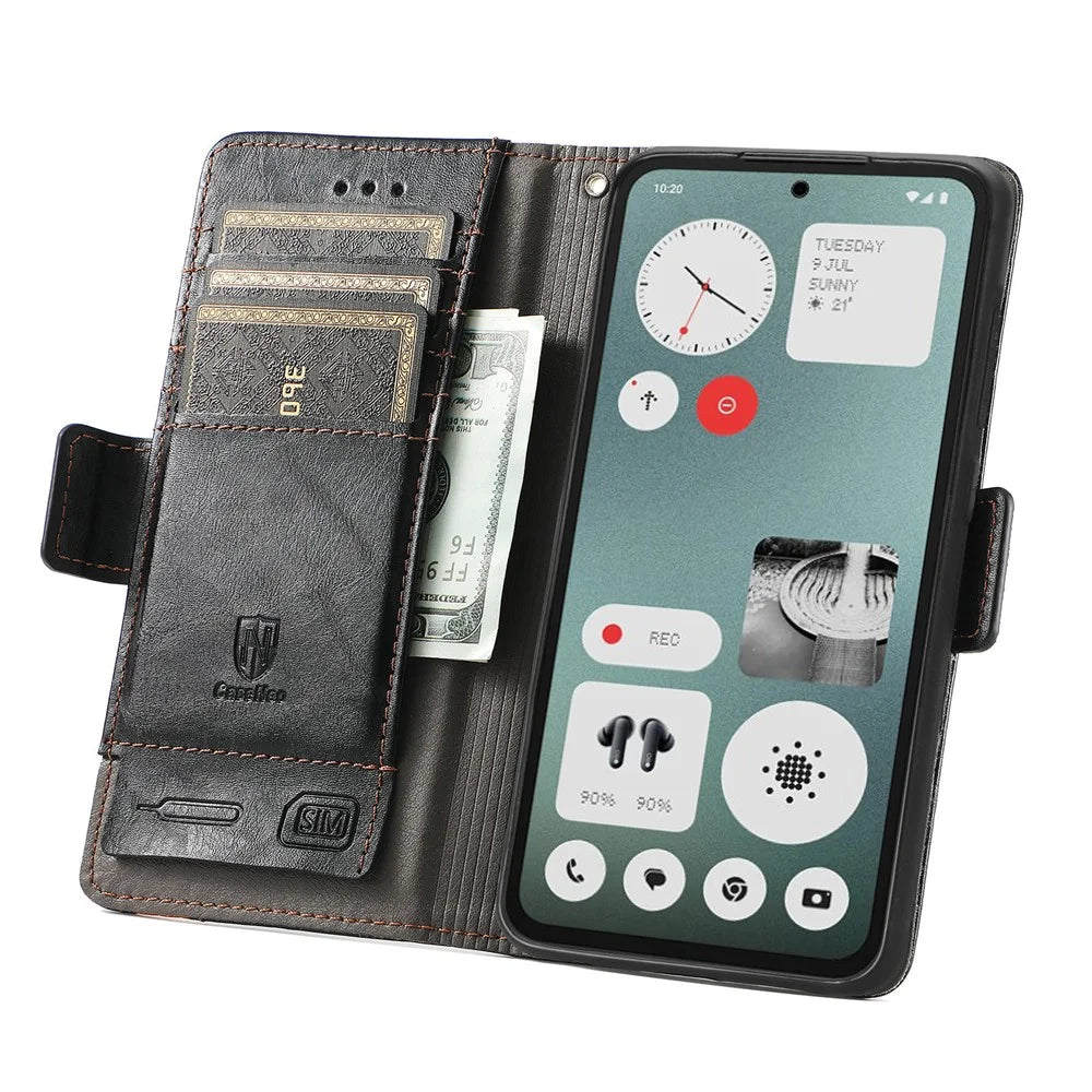 For Nothing CMF Phone 1 Phone Cases CASENEO PU Leather Cover Stand with RFID Blocking Wallet - Black - 2