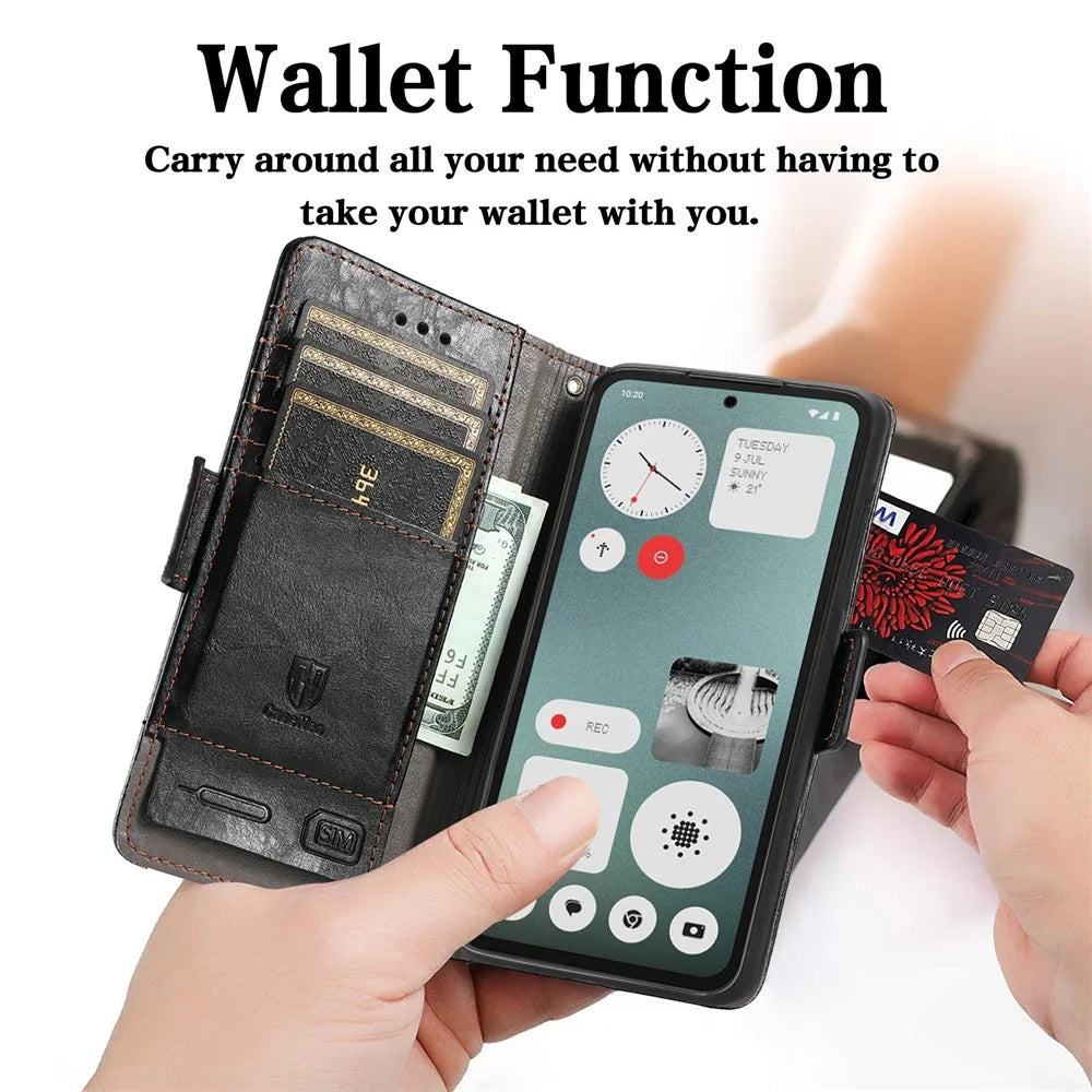 For Nothing CMF Phone 1 Phone Cases CASENEO PU Leather Cover Stand with RFID Blocking Wallet - Black - 4
