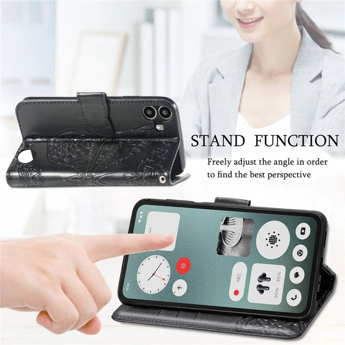 For Nothing CMF Phone 1 Case PU Leather Wallet Phone Cover Butterfly Pattern - Black - 4