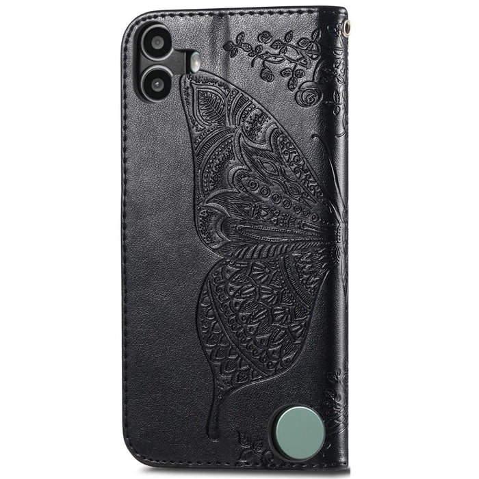 For Nothing CMF Phone 1 Case PU Leather Wallet Phone Cover Butterfly Pattern - Black - 6