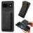 For Google Pixel 8a Magnetic Case Leather Back Cover with Detachable Card Holder - Black - 1