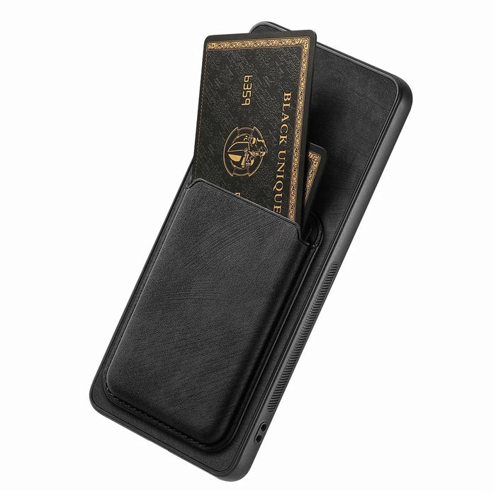 For Google Pixel 8a Magnetic Case Leather Back Cover with Detachable Card Holder - Black - 3