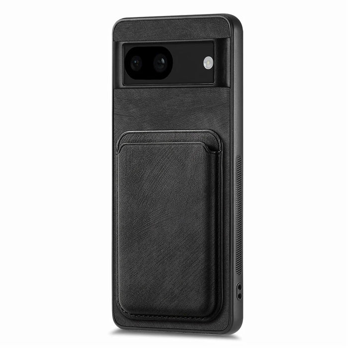 For Google Pixel 8a Magnetic Case Leather Back Cover with Detachable Card Holder - Black - 5