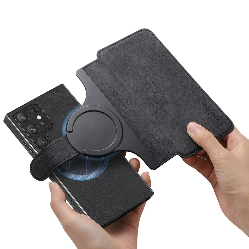 For Samsung Galaxy S23 Ultra Magnetic Case CASENEO Detachable Leather Phone Wallet Cover - Black - 4