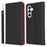 For Samsung Galaxy S24 FE Case Litchi Texture Genuine Cow Leather Phone Cover with Strap - Black - 1