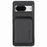 For Google Pixel 8a Case Carbon Fiber Leather Back Cover with Detachable Magnetic Card Bag - Black - 1