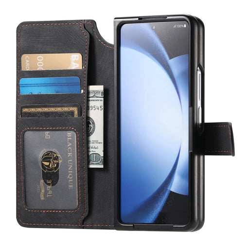CASENEO For Samsung Galaxy Z Fold6 5G Case Leather 2-in-1 Magnetic Detachable Wallet Phone Cover - Black - 2