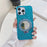 For iPhone 15 Pro Case Kickstand TPU+PC Phone Cover with Mirror - Blue - 2