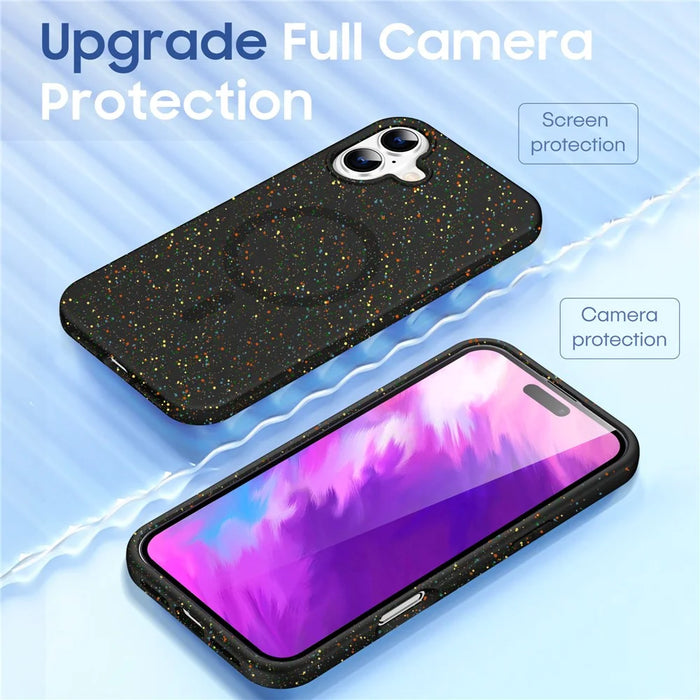 For iPhone 16 Case Compatible with MagSafe Colorful Dot Hard PC Matte Phone Cover - Black - 2