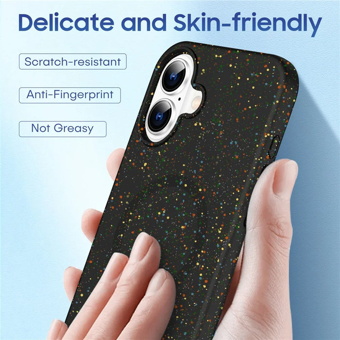 For iPhone 16 Case Compatible with MagSafe Colorful Dot Hard PC Matte Phone Cover - Black - 4