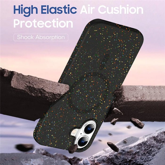 For iPhone 16 Case Compatible with MagSafe Colorful Dot Hard PC Matte Phone Cover - Black - 5