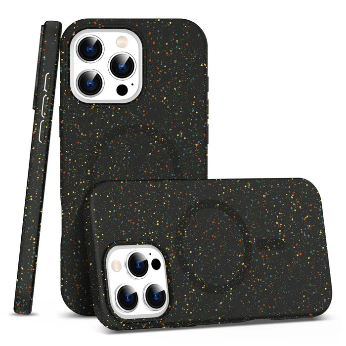 For iPhone 16 Pro Case Colorful Dot Hard PC Matte Phone Cover Compatible with MagSafe - Black - 1