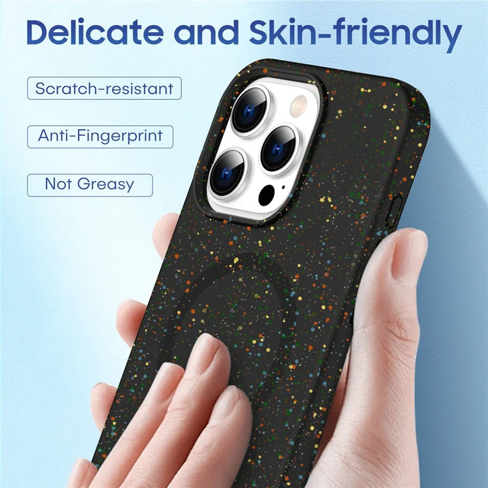 For iPhone 16 Pro Case Colorful Dot Hard PC Matte Phone Cover Compatible with MagSafe - Black - 4