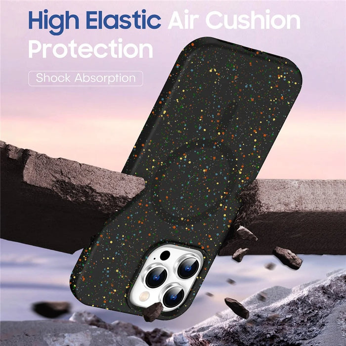For iPhone 16 Pro Case Colorful Dot Hard PC Matte Phone Cover Compatible with MagSafe - Black - 5