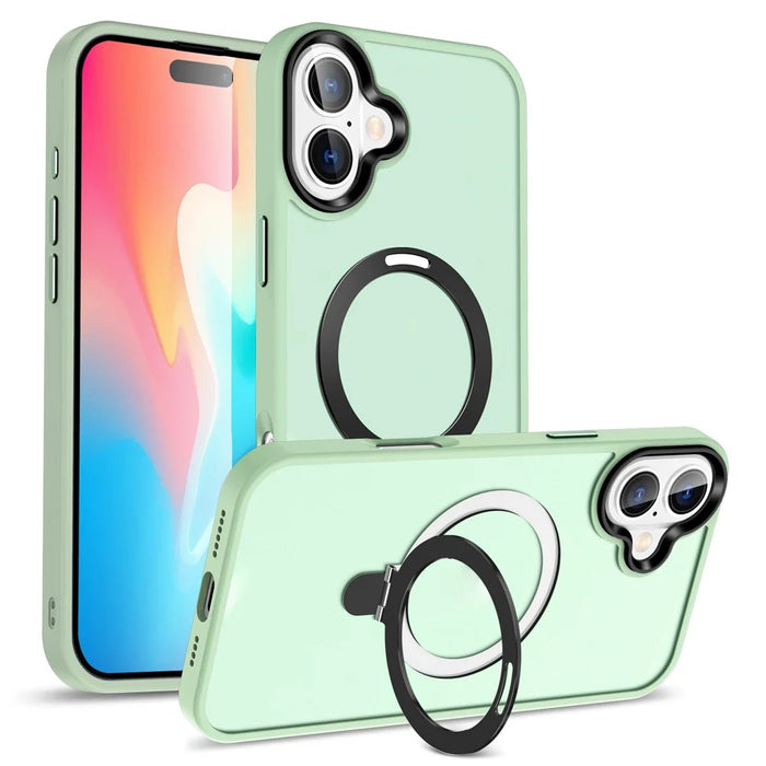 For iPhone 16 Case Compatible with MagSafe Kickstand Back Phone Cover - Matcha Green - 1
