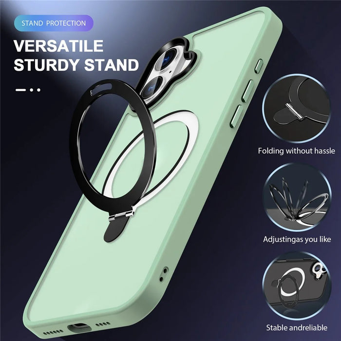 For iPhone 16 Case Compatible with MagSafe Kickstand Back Phone Cover - Matcha Green - 5