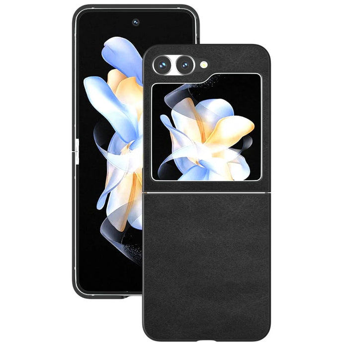 For Samsung Galaxy Z Flip7 FE 5G / Z Flip6 5G Case Cowhide Texture Hard PC+PU Leather Phone Shell - Black - 2