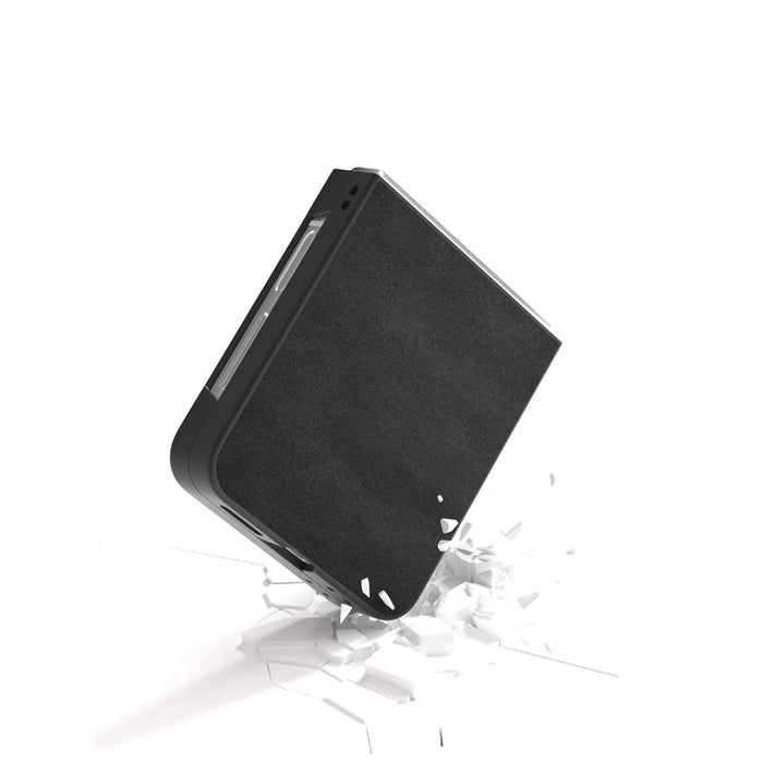 For Samsung Galaxy Z Flip7 FE 5G / Z Flip6 5G Case Cowhide Texture Hard PC+PU Leather Phone Shell - Black - 3