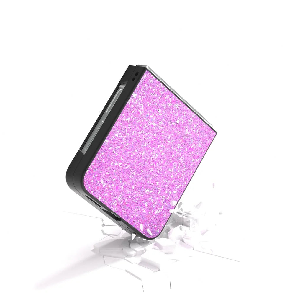 For Samsung Galaxy Z Flip7 FE 5G / Z Flip6 5G Case Colored Glitter Leather+PC Shockproof Phone Cover - Rose - 4