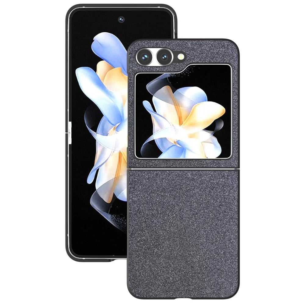 For Samsung Galaxy Z Flip7 FE 5G / Z Flip6 5G Case Glitter Leather+PC Phone Cover - Black - 4