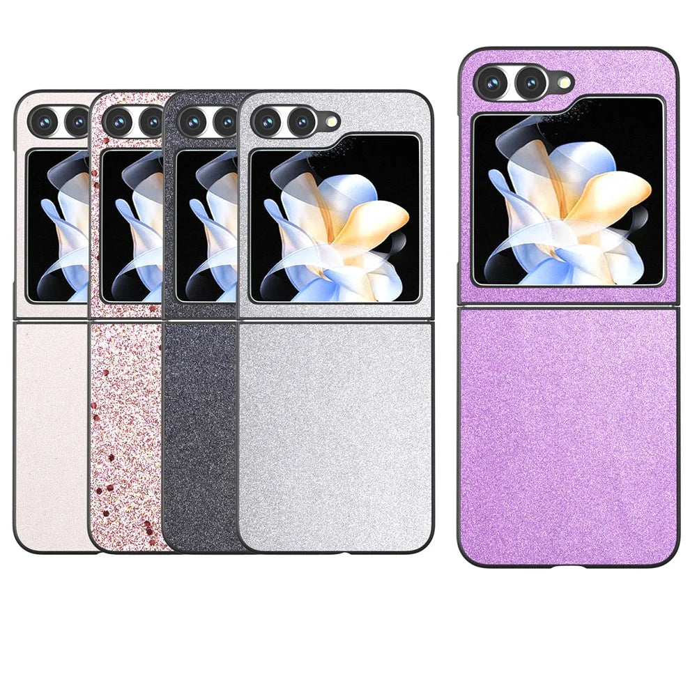 For Samsung Galaxy Z Flip7 FE 5G / Z Flip6 5G Case Glitter Leather+PC Phone Cover - Black - 6