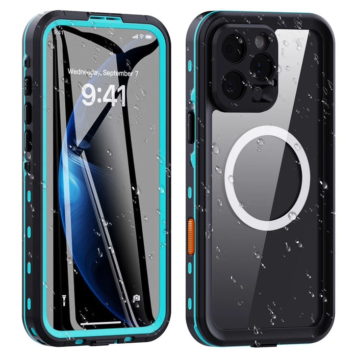 REDPEPPER Dot+ Series For iPhone 16 Pro Case Compatible with MagSafe IP68 Waterproof Clear Phone Cover - Blue - 1