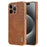 AZNS For iPhone 16 Pro Max Case Electroplating Crocodile Texture PU+TPU Phone Cover - Brown - 1