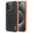 AZNS For iPhone 16 Pro Case Electroplating PU+TPU Phone Cover Crocodile Texture - Black - 1