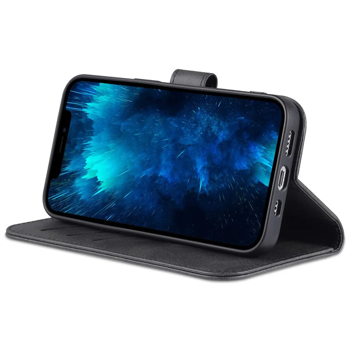 AZNS For iPhone 16 Pro Max Case PU Leather Wallet Phone Cover - Black - 2