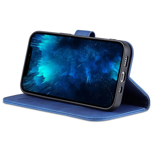 AZNS For iPhone 16 Pro Wallet Case Shockproof PU Leather Phone Cover - Blue - 2