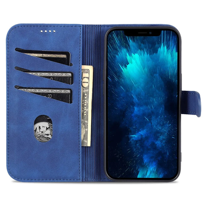 AZNS For iPhone 16 Pro Wallet Case Shockproof PU Leather Phone Cover - Blue - 3