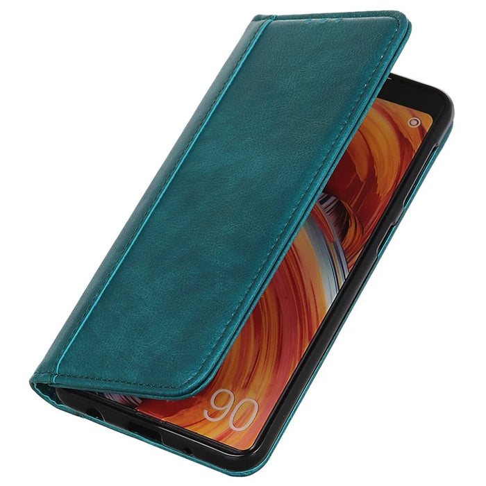 For Samsung Galaxy M35 5G Stand Case Split Leather Litchi Texture Wallet Phone Cover - Green - 5