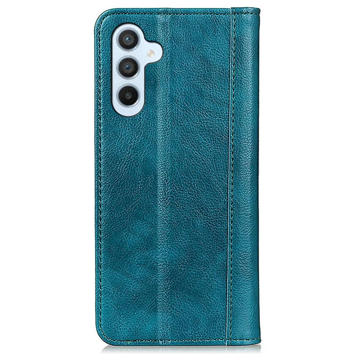 For Samsung Galaxy M35 5G Stand Case Split Leather Litchi Texture Wallet Phone Cover - Green - 7