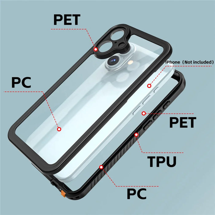 REDPEPPER FS Series For iPhone 16 Plus Phone Case IP68 Waterproof Clear Back Panel Phone Cover - 7