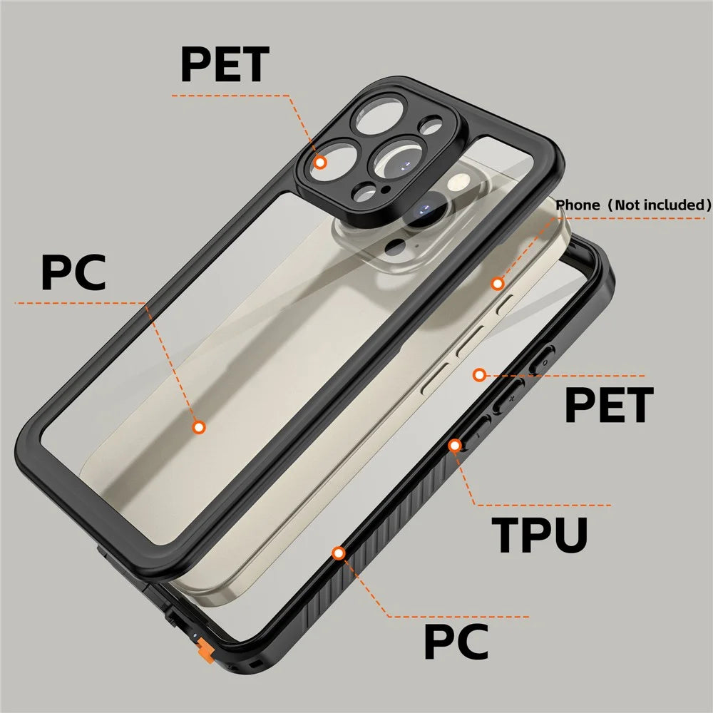 REDPEPPER FS Series For iPhone 16 Pro Max Phone Case IP68 Waterproof Clear Back Panel Phone Cover - 7